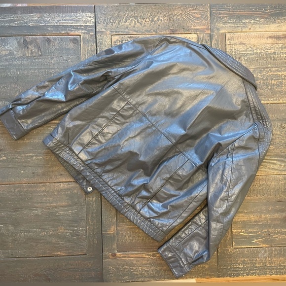 Vintage Leather Jacket bomber style 12 L corner works gray grey - Picture 5 of 8